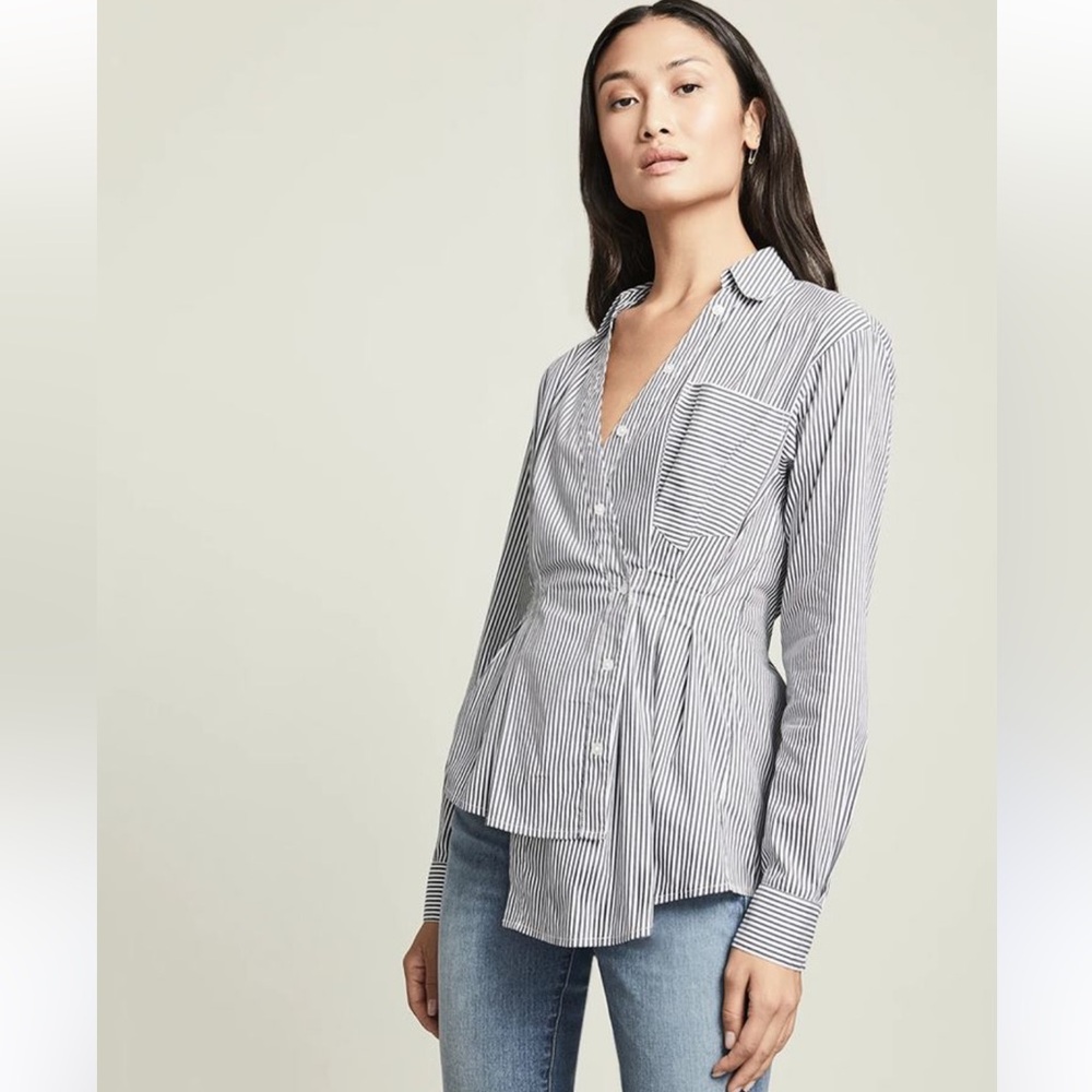 Veronica Beard Rosamund Asymmetric Button-Down Shirt